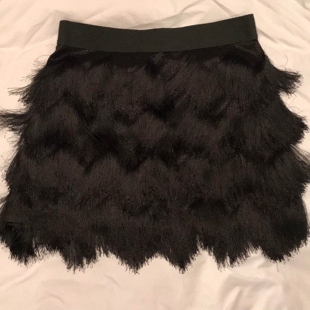 BCBG Max Azria black fringe skirt